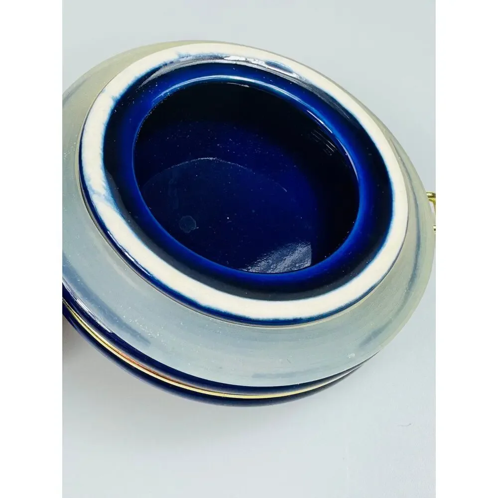 Royal Blue Canister Jar Gold Tone Clasp and Rubber Seal 4